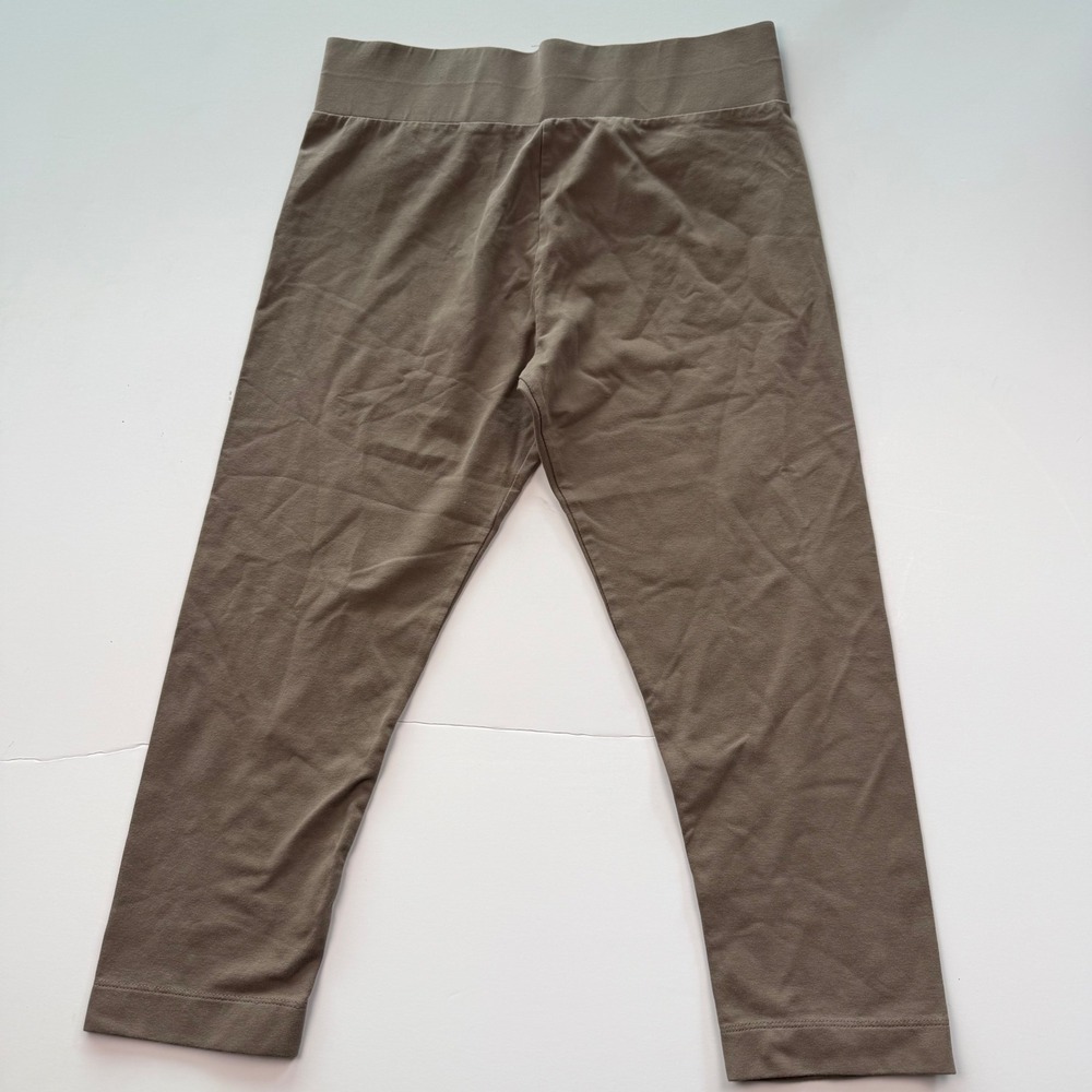 Layers Womens Taupe Brown Cropped Leggings Size Small Wide Waistband Stretch